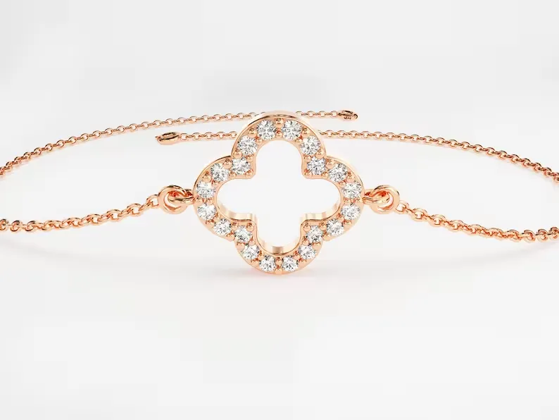 0.18CTW Natural Diamond Clover Bracelet
