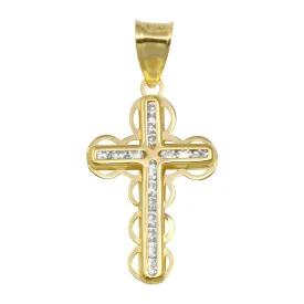14P00032 - 14 Karat Yellow Gold CZ Bubble Cross Pendant