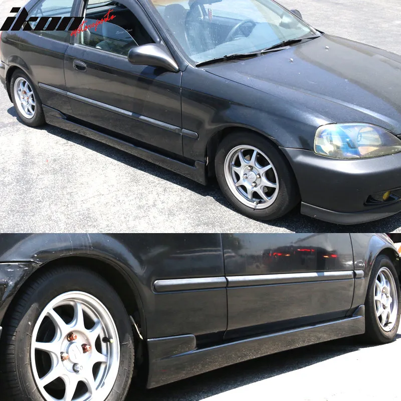 1996-2000 Honda Civic Coupe CS Style Unpainted Black Side Skirts PU