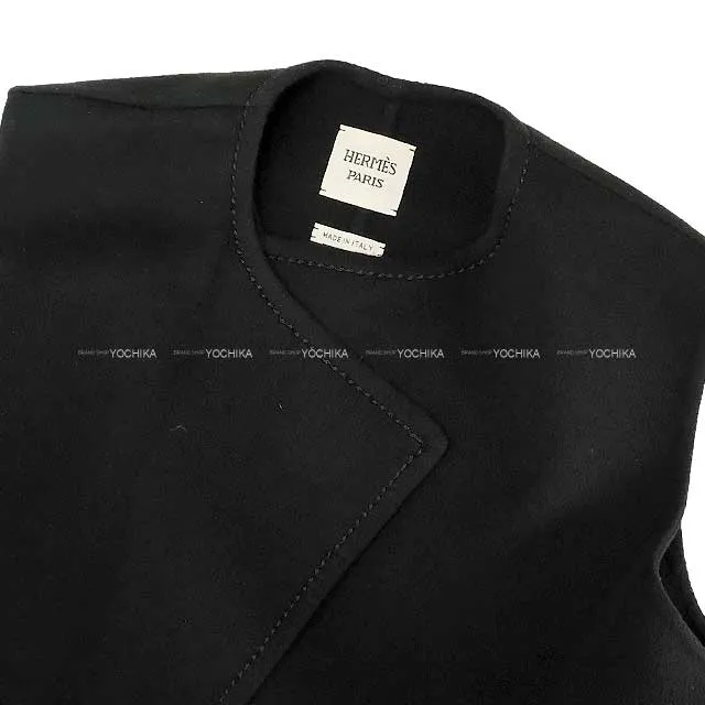 2022 HERMES Vests Ladies Belt Long Noir (Black) Cashmere100% 36[EXCELLENT][Authentic]
