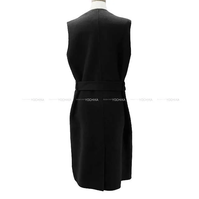 2022 HERMES Vests Ladies Belt Long Noir (Black) Cashmere100% 36[EXCELLENT][Authentic]