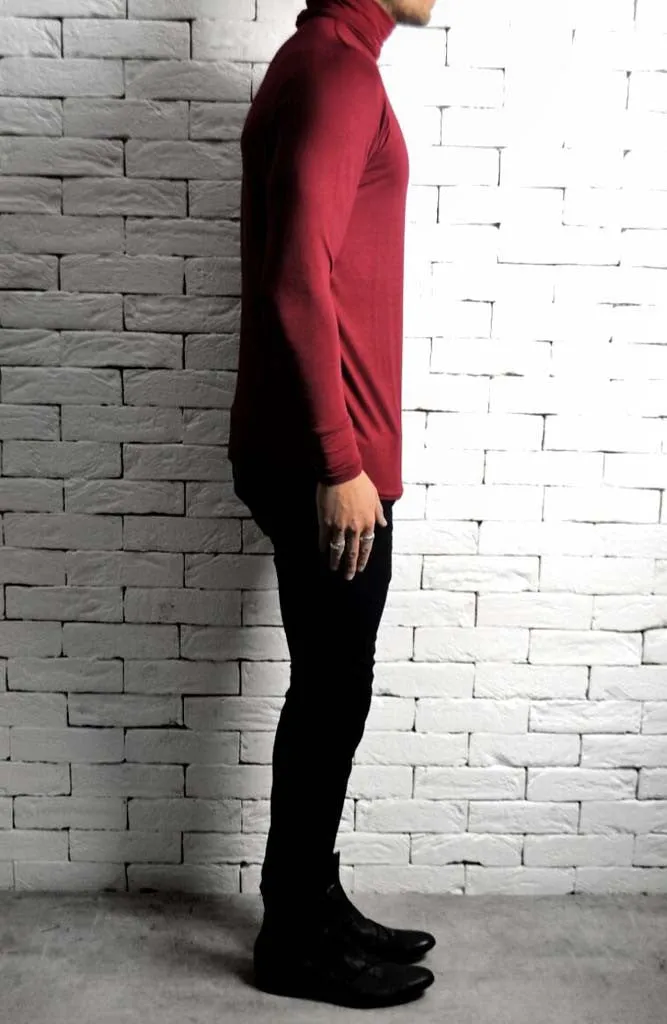 AC Roll Neck T-Shirt - Maroon