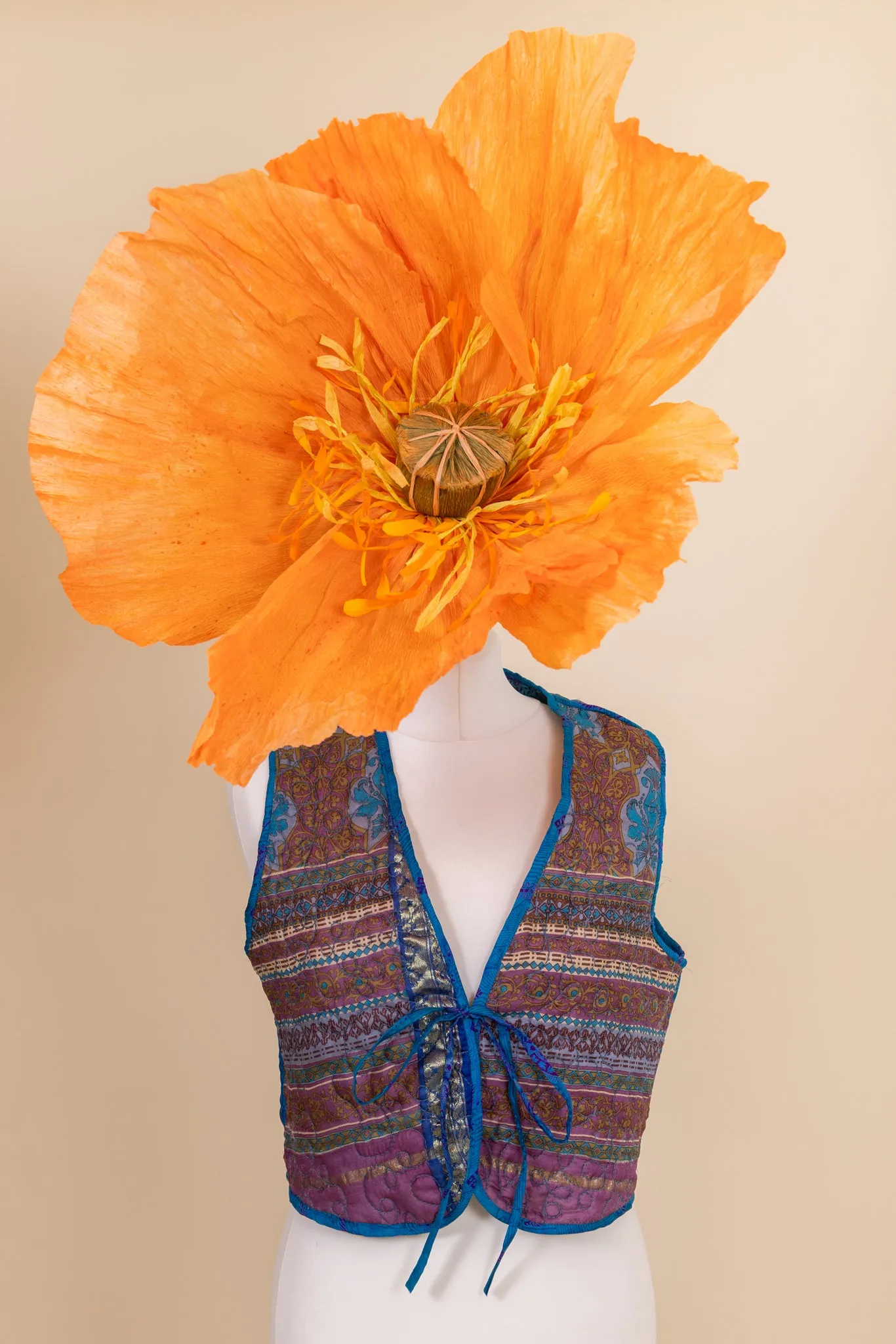 Aditi Silk Kantha Reversible Waistcoat M - 004