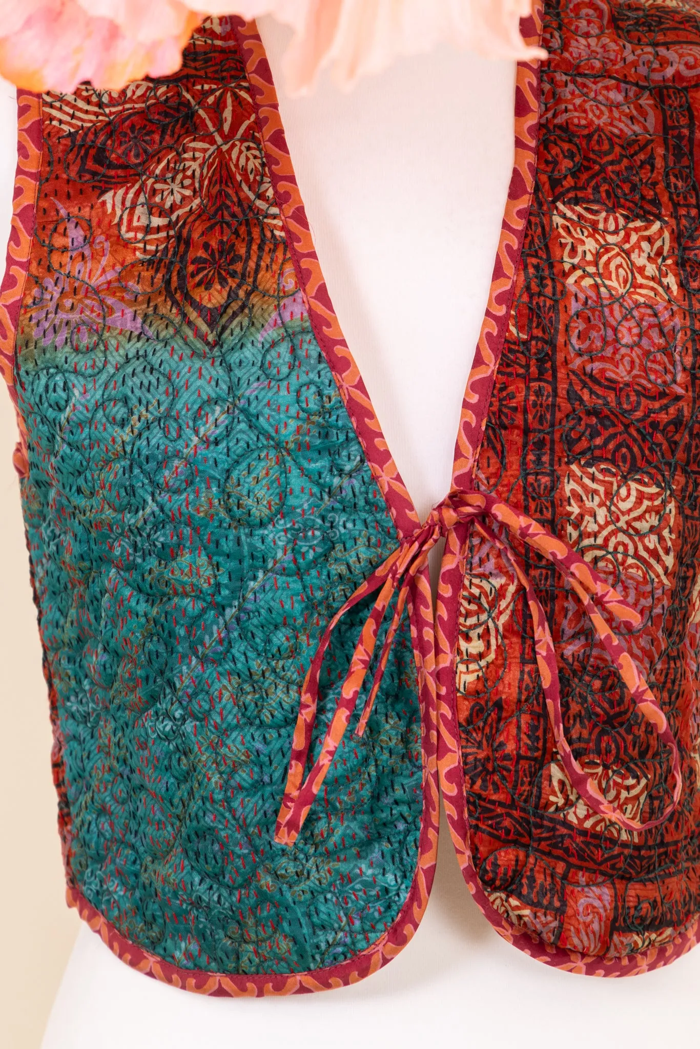 Aditi Silk Kantha Reversible Waistcoat S - 006