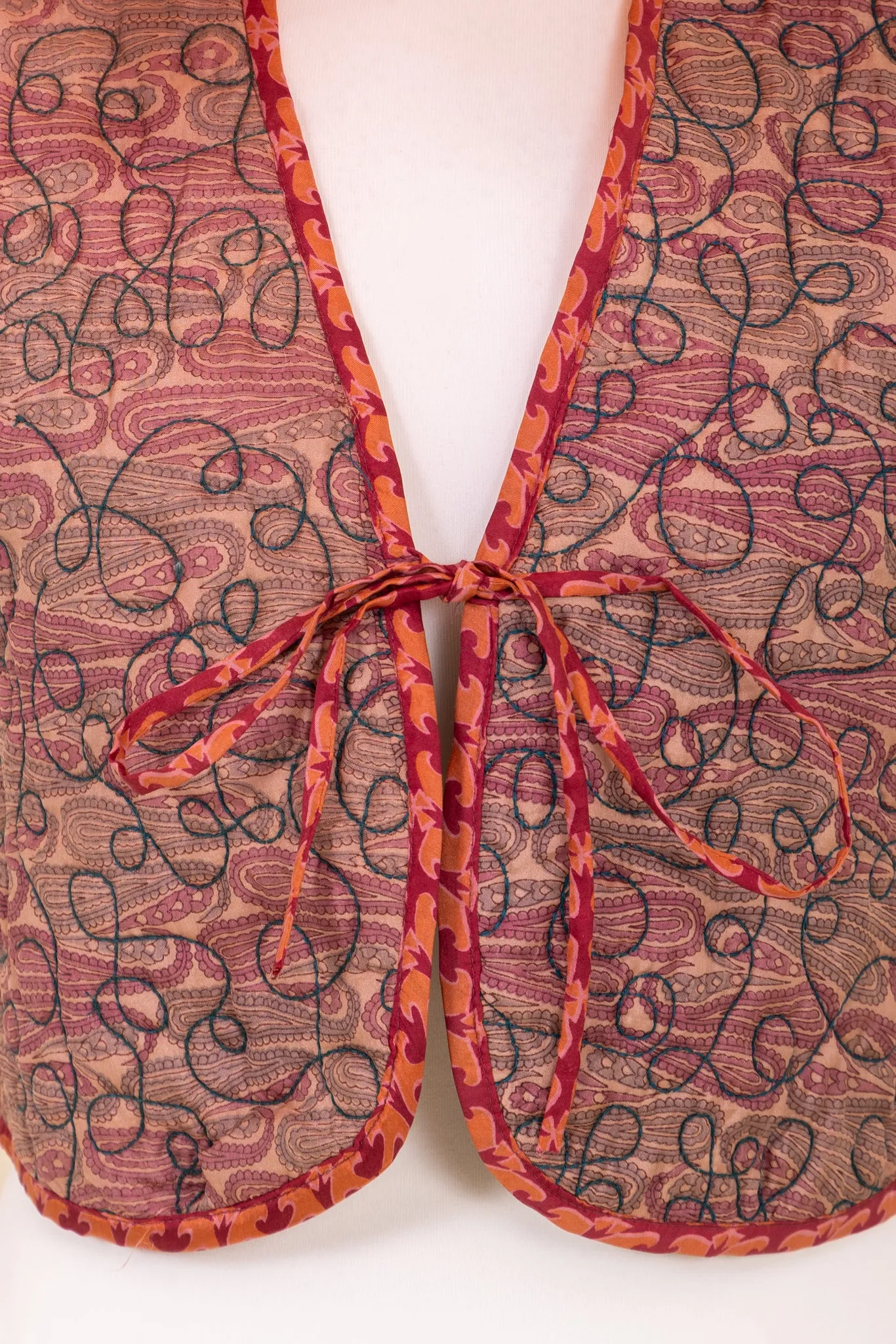 Aditi Silk Kantha Reversible Waistcoat S - 006