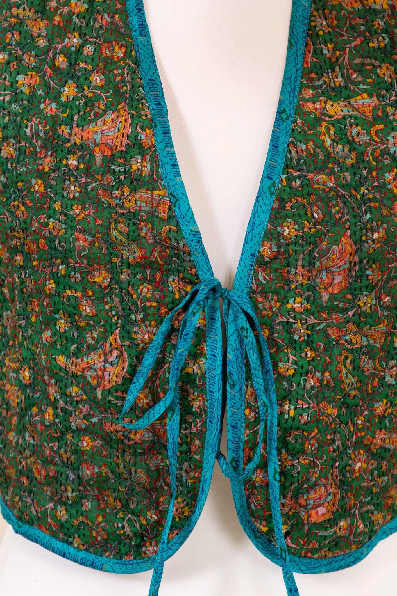 Aditi Silk Kantha Reversible Waistcoat S - 010