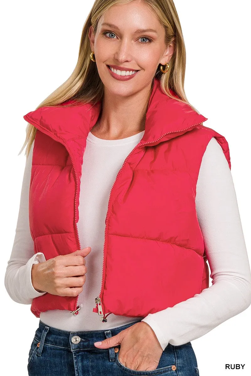 Alexis's Favorite Ruby Puffer Cropped Vest
