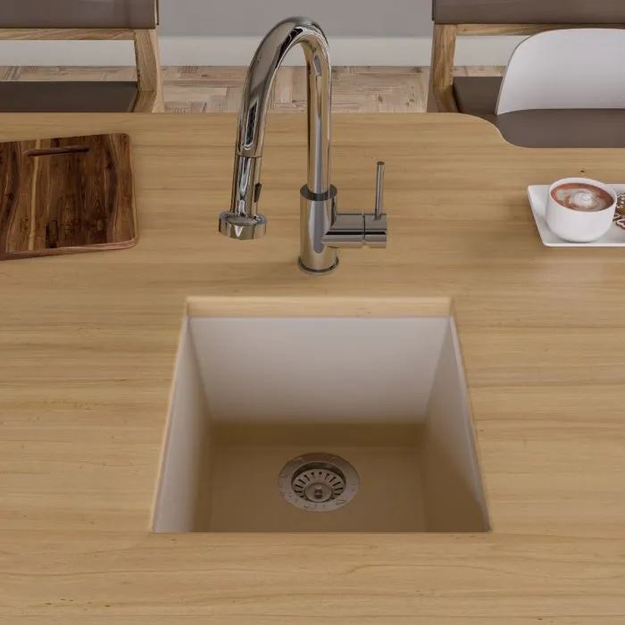 ALFI brand AB1720UM 17" Undermount Rectangular Granite Composite Kitchen Prep Sink