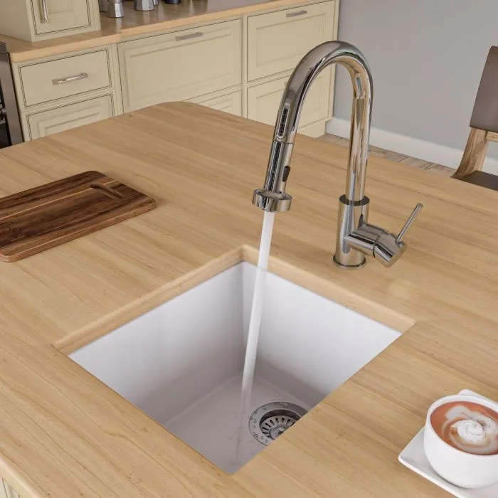 ALFI brand AB1720UM 17" Undermount Rectangular Granite Composite Kitchen Prep Sink