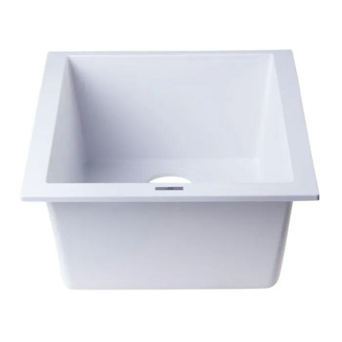 ALFI brand AB1720UM 17" Undermount Rectangular Granite Composite Kitchen Prep Sink