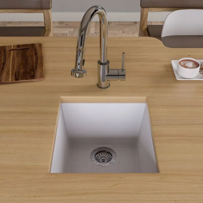 ALFI brand AB1720UM 17" Undermount Rectangular Granite Composite Kitchen Prep Sink