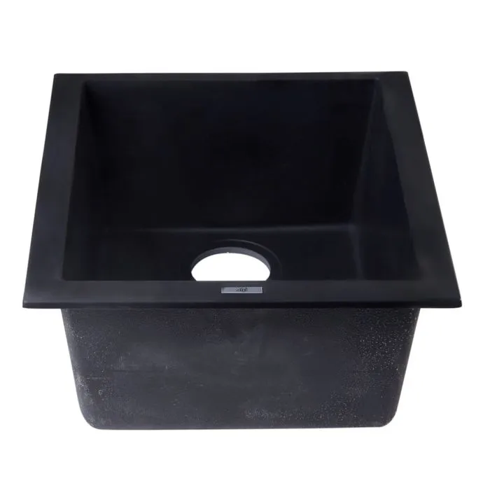 ALFI brand AB1720UM 17" Undermount Rectangular Granite Composite Kitchen Prep Sink