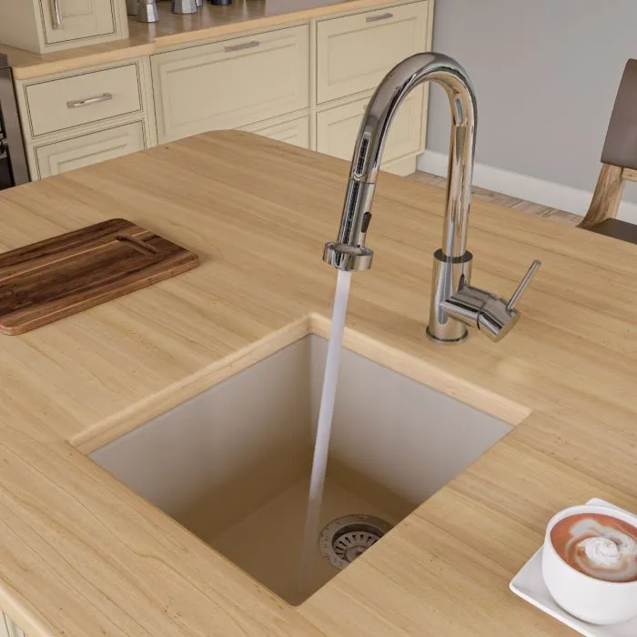 ALFI brand AB1720UM 17" Undermount Rectangular Granite Composite Kitchen Prep Sink