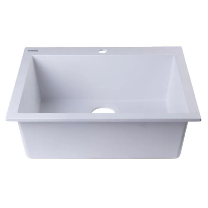 ALFI brand AB2420DI 24" Drop-In Single Bowl Granite Composite Kitchen Sink
