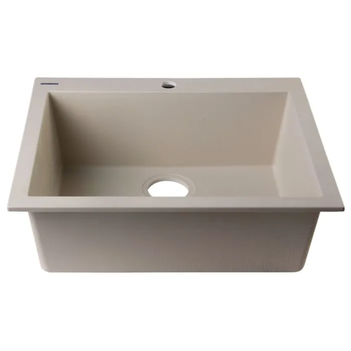ALFI brand AB2420DI 24" Drop-In Single Bowl Granite Composite Kitchen Sink