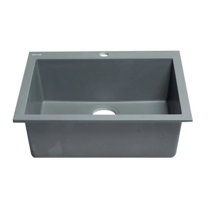ALFI brand AB2420DI 24" Drop-In Single Bowl Granite Composite Kitchen Sink