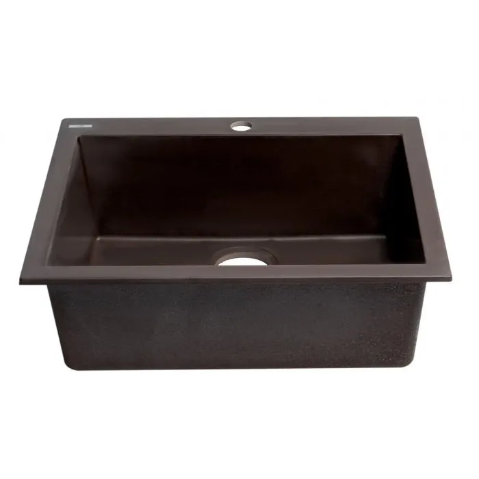 ALFI brand AB2420DI 24" Drop-In Single Bowl Granite Composite Kitchen Sink