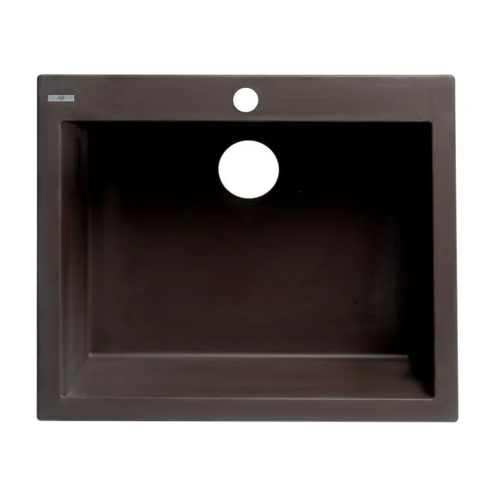 ALFI brand AB2420DI 24" Drop-In Single Bowl Granite Composite Kitchen Sink