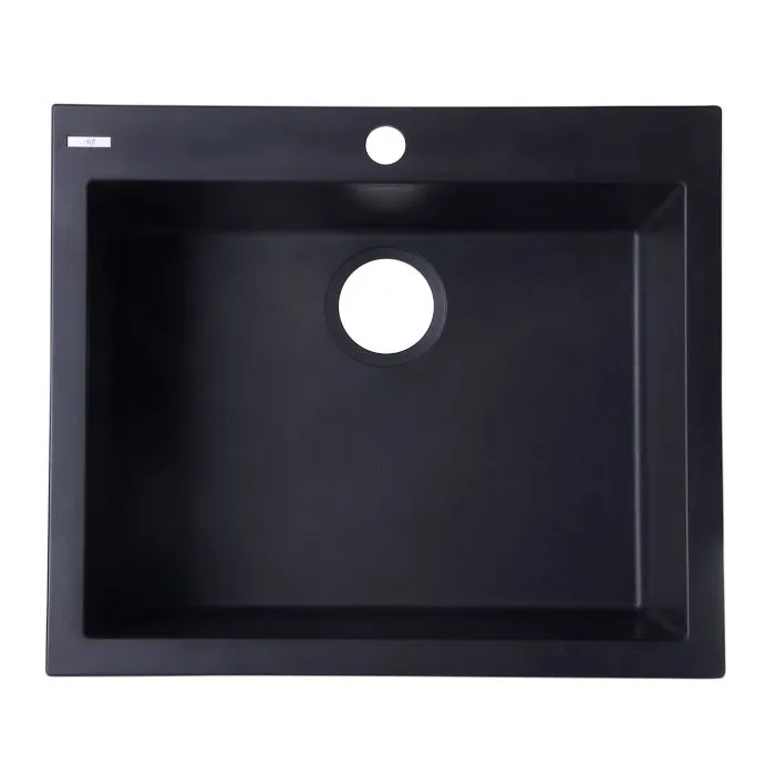 ALFI brand AB2420DI 24" Drop-In Single Bowl Granite Composite Kitchen Sink