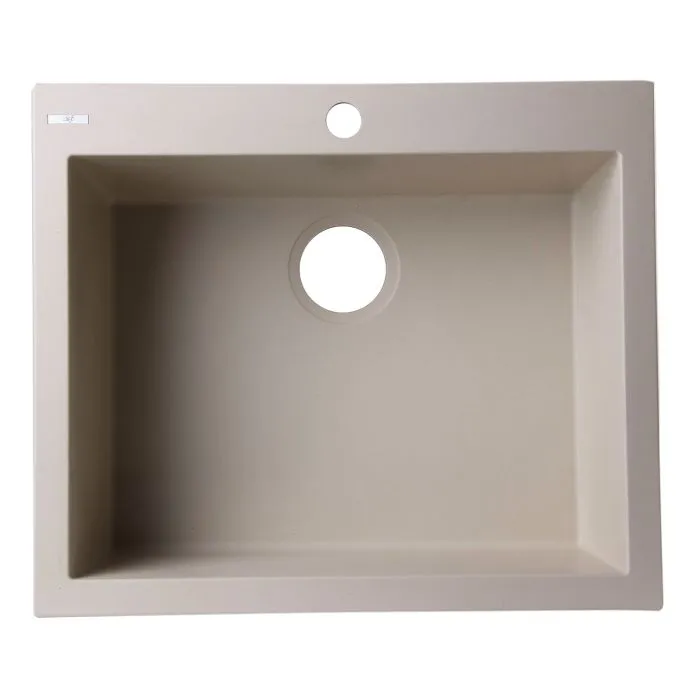 ALFI brand AB2420DI 24" Drop-In Single Bowl Granite Composite Kitchen Sink
