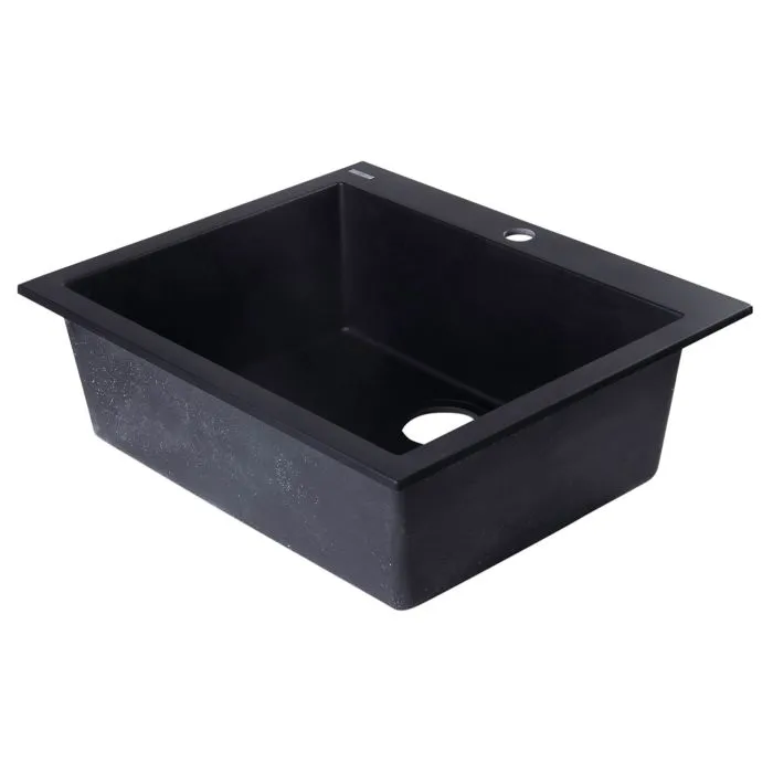 ALFI brand AB2420DI 24" Drop-In Single Bowl Granite Composite Kitchen Sink