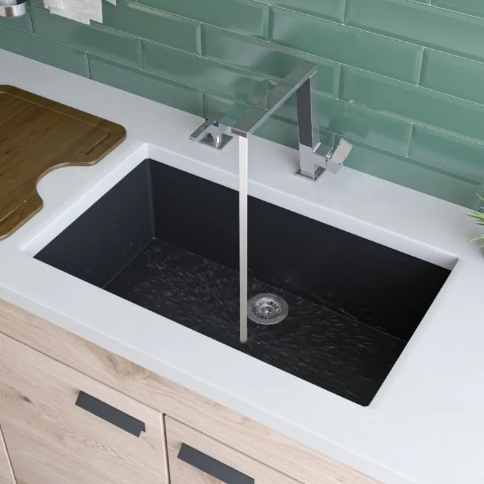 ALFI brand AB3020UM 30" Undermount Single Bowl Granite Composite Kitchen Sink