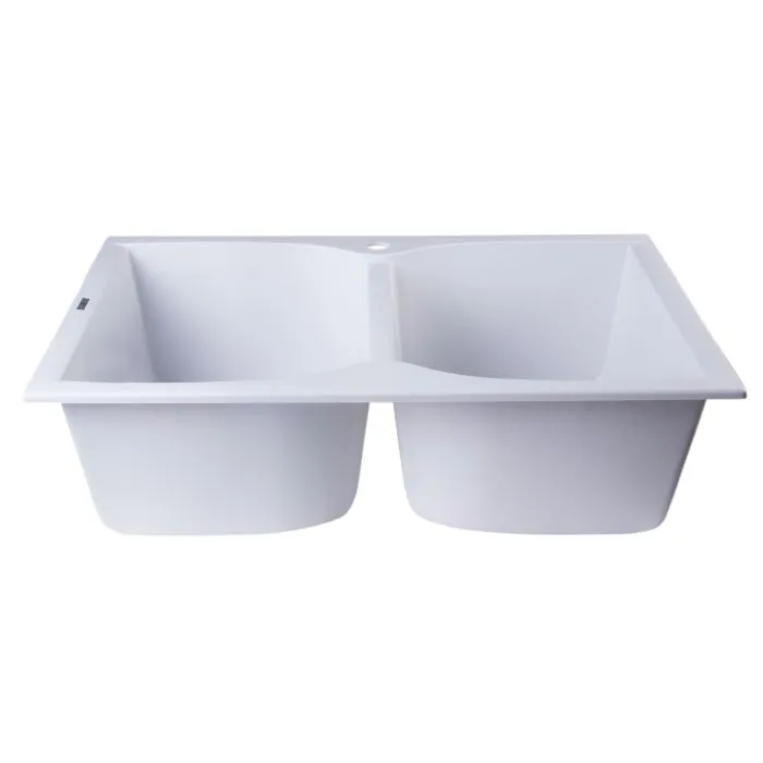ALFI brand AB3220DI 32" Drop-In Double Bowl Granite Composite Kitchen Sink