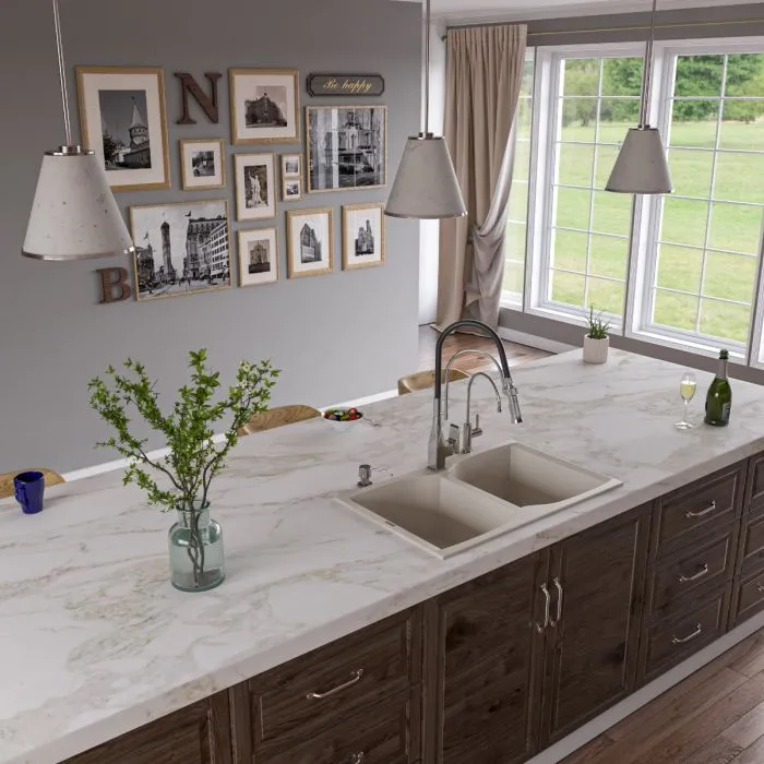 ALFI brand AB3220DI 32" Drop-In Double Bowl Granite Composite Kitchen Sink