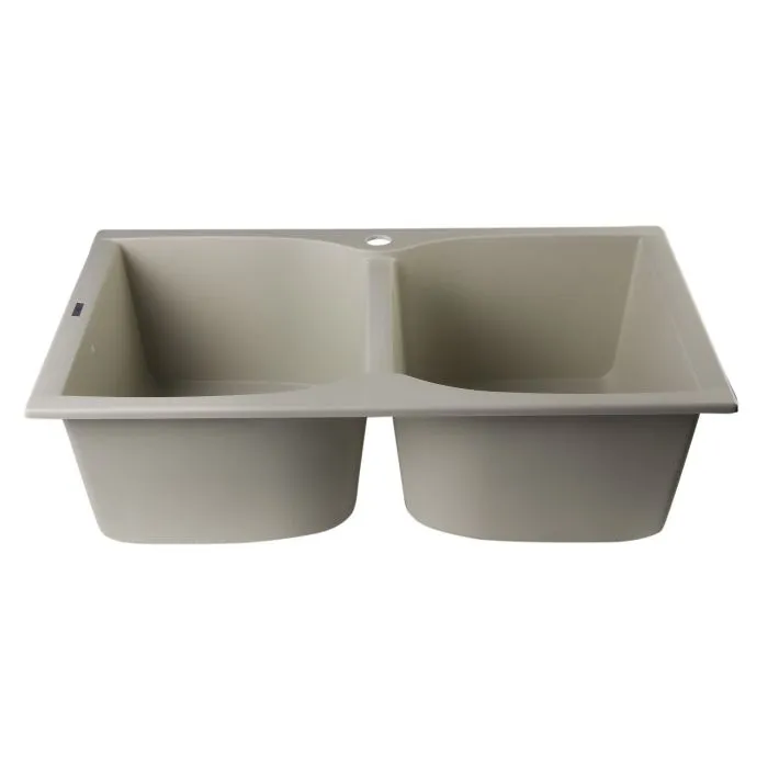 ALFI brand AB3220DI 32" Drop-In Double Bowl Granite Composite Kitchen Sink