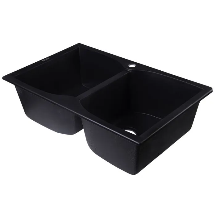 ALFI brand AB3220DI 32" Drop-In Double Bowl Granite Composite Kitchen Sink