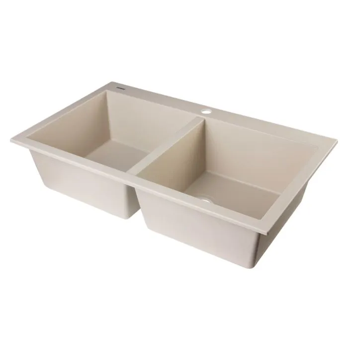 ALFI brand AB3420DI 34" Drop-In Double Bowl Granite Composite Kitchen Sink