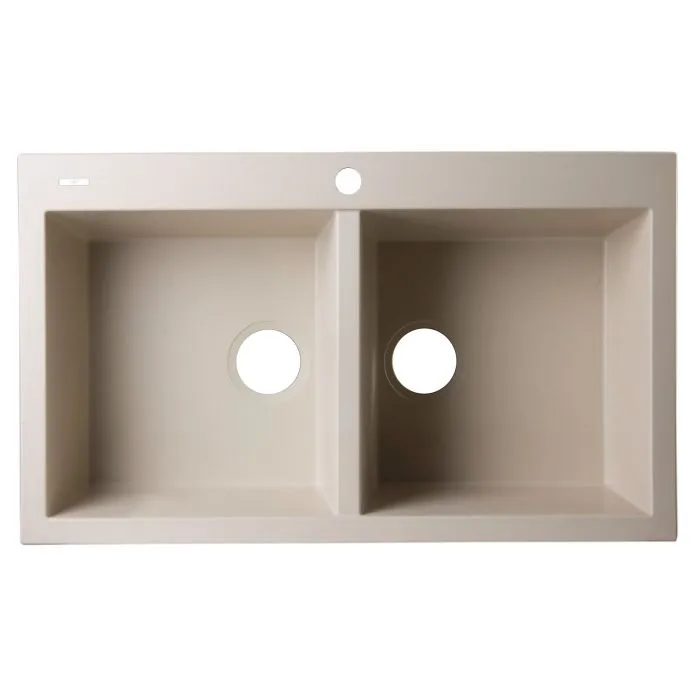 ALFI brand AB3420DI 34" Drop-In Double Bowl Granite Composite Kitchen Sink