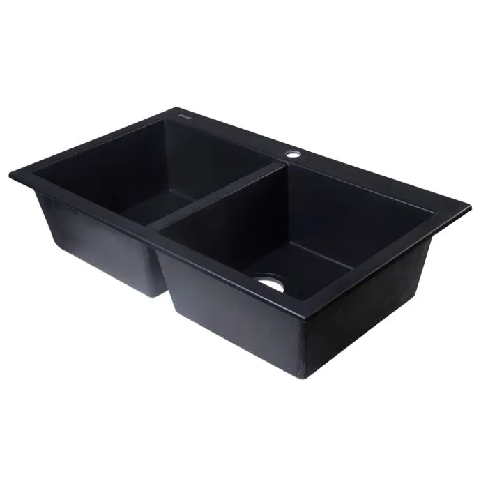 ALFI brand AB3420DI 34" Drop-In Double Bowl Granite Composite Kitchen Sink