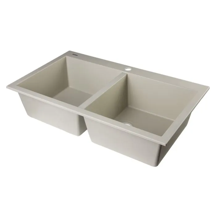 ALFI brand AB3420DI 34" Drop-In Double Bowl Granite Composite Kitchen Sink