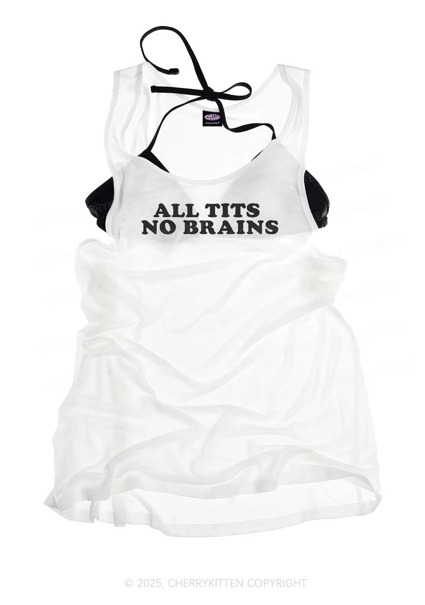 All Txts No Brains Y2K Sheer Boyfriend Tank Cherrykitten