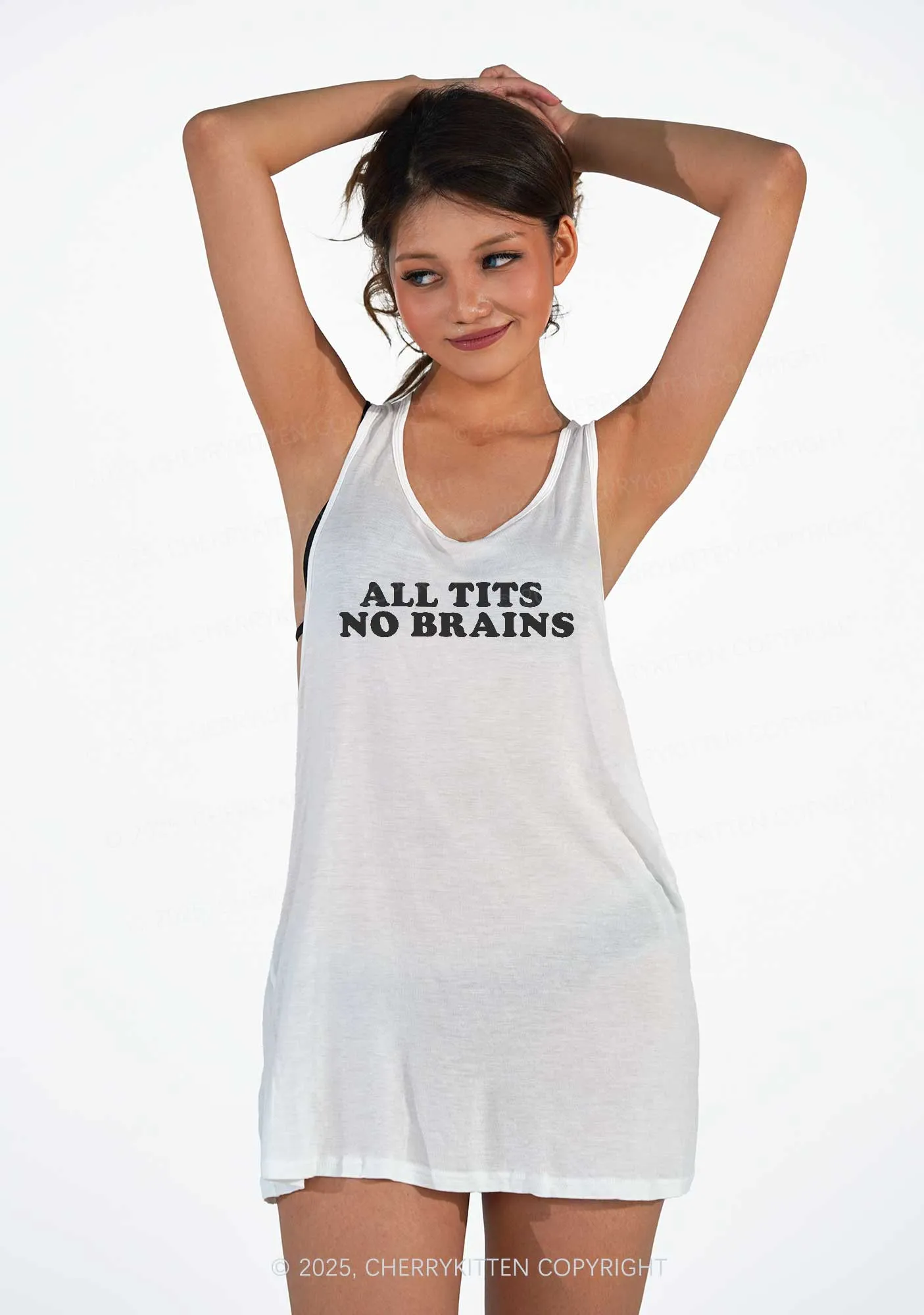 All Txts No Brains Y2K Sheer Boyfriend Tank Cherrykitten