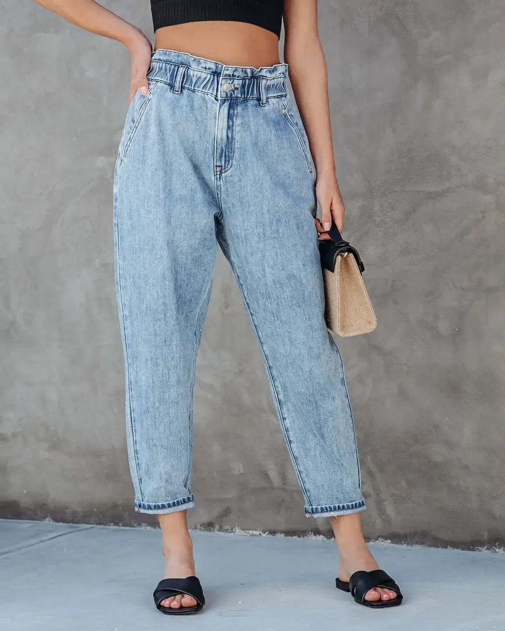 Amy Fashion - 2024 Women New Women Fashion Streetwear Vintage Blue for Women High Waist Denim Harem Jean