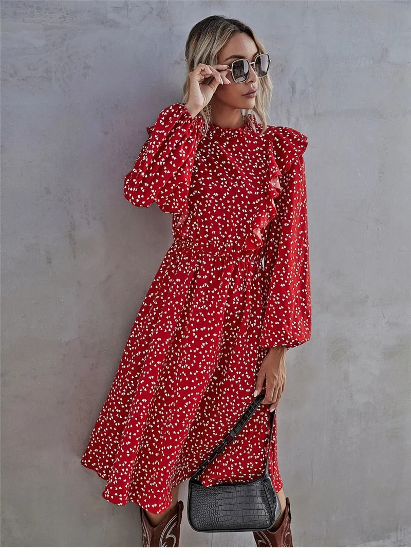Amy Fashion - Elegant Full Sleeve High Waist Ladies Long Dress