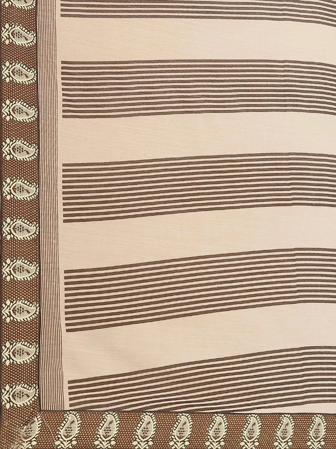 Beige Striped Chiffon Saree