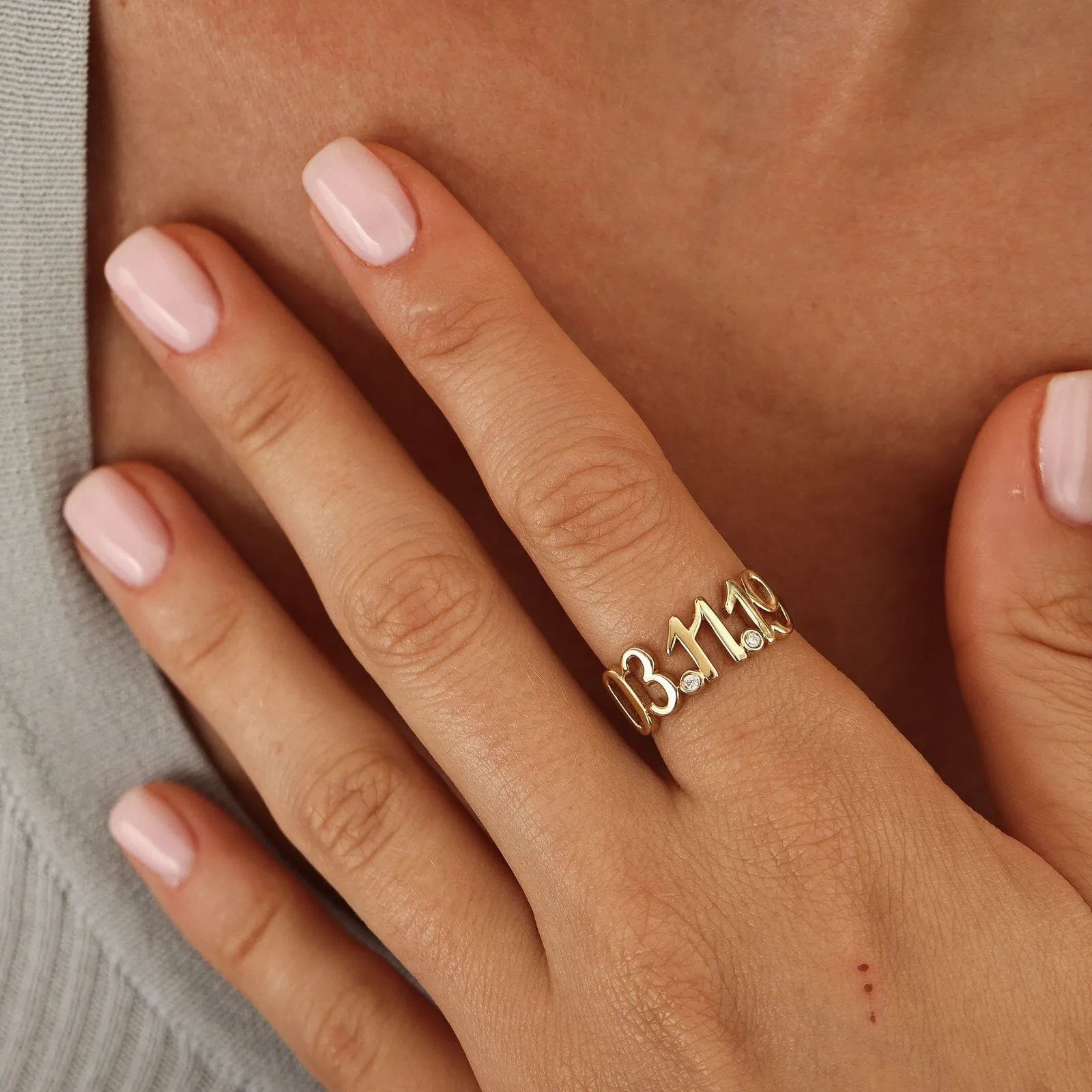Birthdate Diamond Ring - 14K Rose Gold