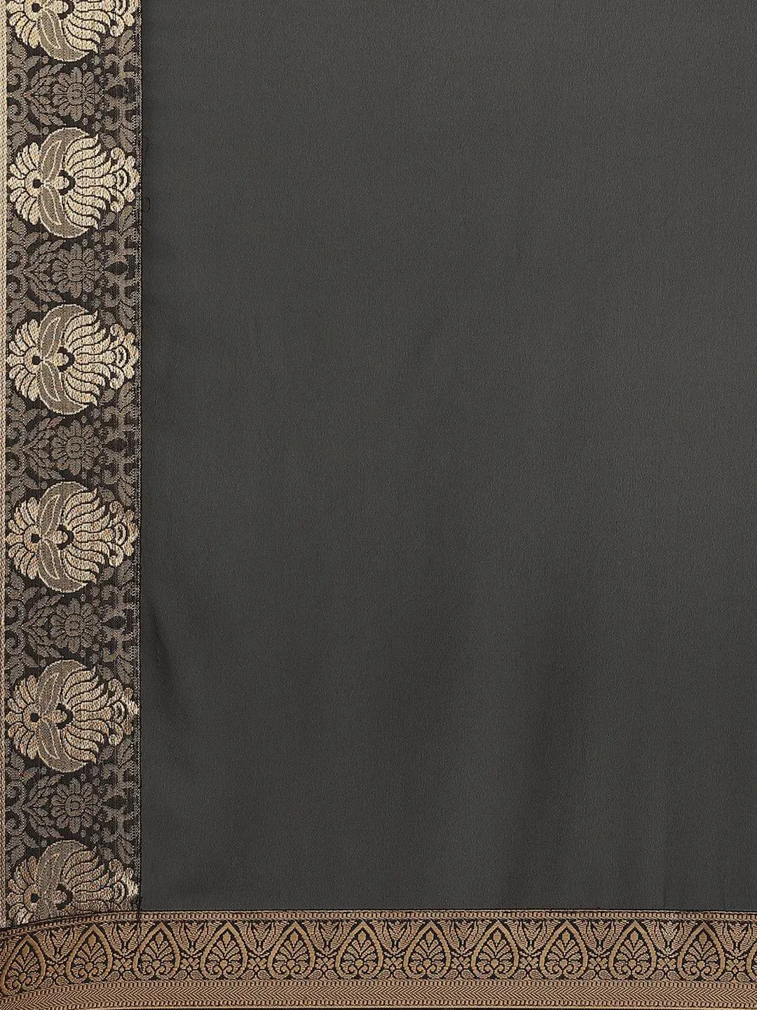 Black Solid Chiffon Saree