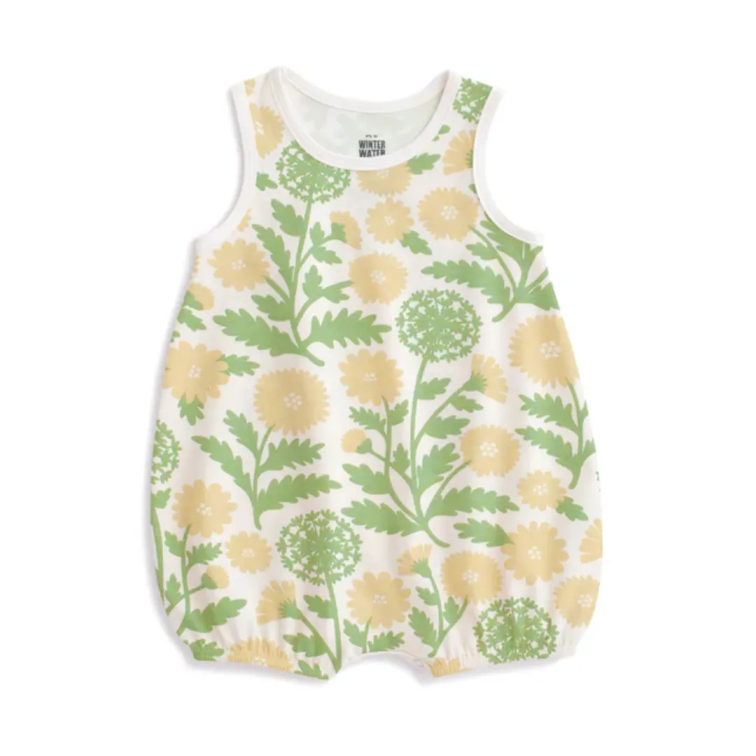 Bubble Romper - Dandelions Green & Yellow by Winter Water Factory