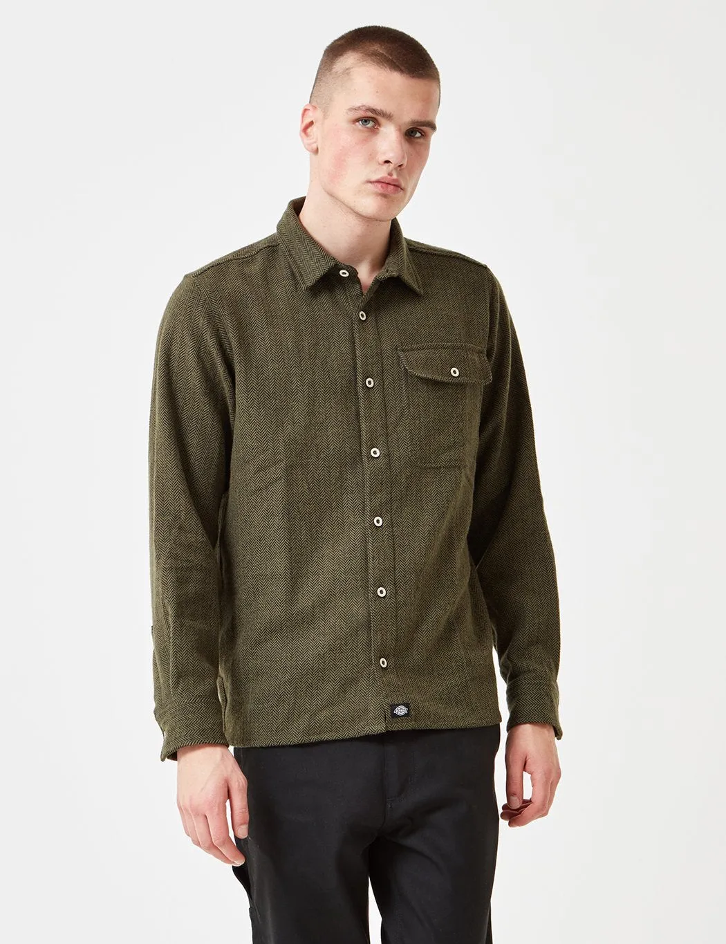 Dickies Lewisburg Herringbone Shirt - Olive Green