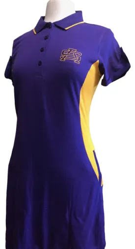 Fanwear: Ladies Purple and Gold Side Panel Polo Dress