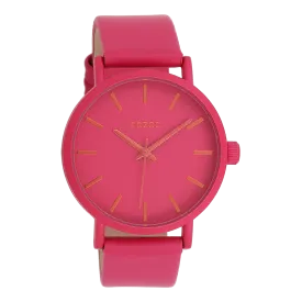 Fuchsia OOZOO watch with fuchsia leather strap - C11178