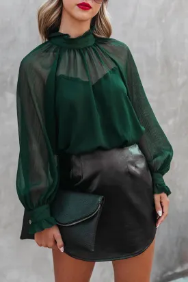 Glimpse of Glam Sheer Ruffle Blouse
