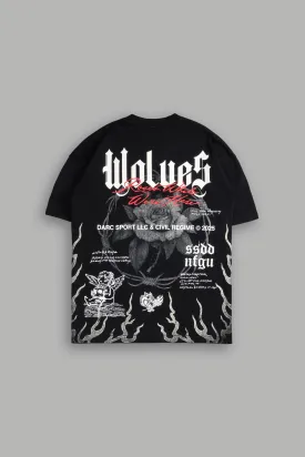 Infernal Bloom "Premium" Oversized Tee in Black