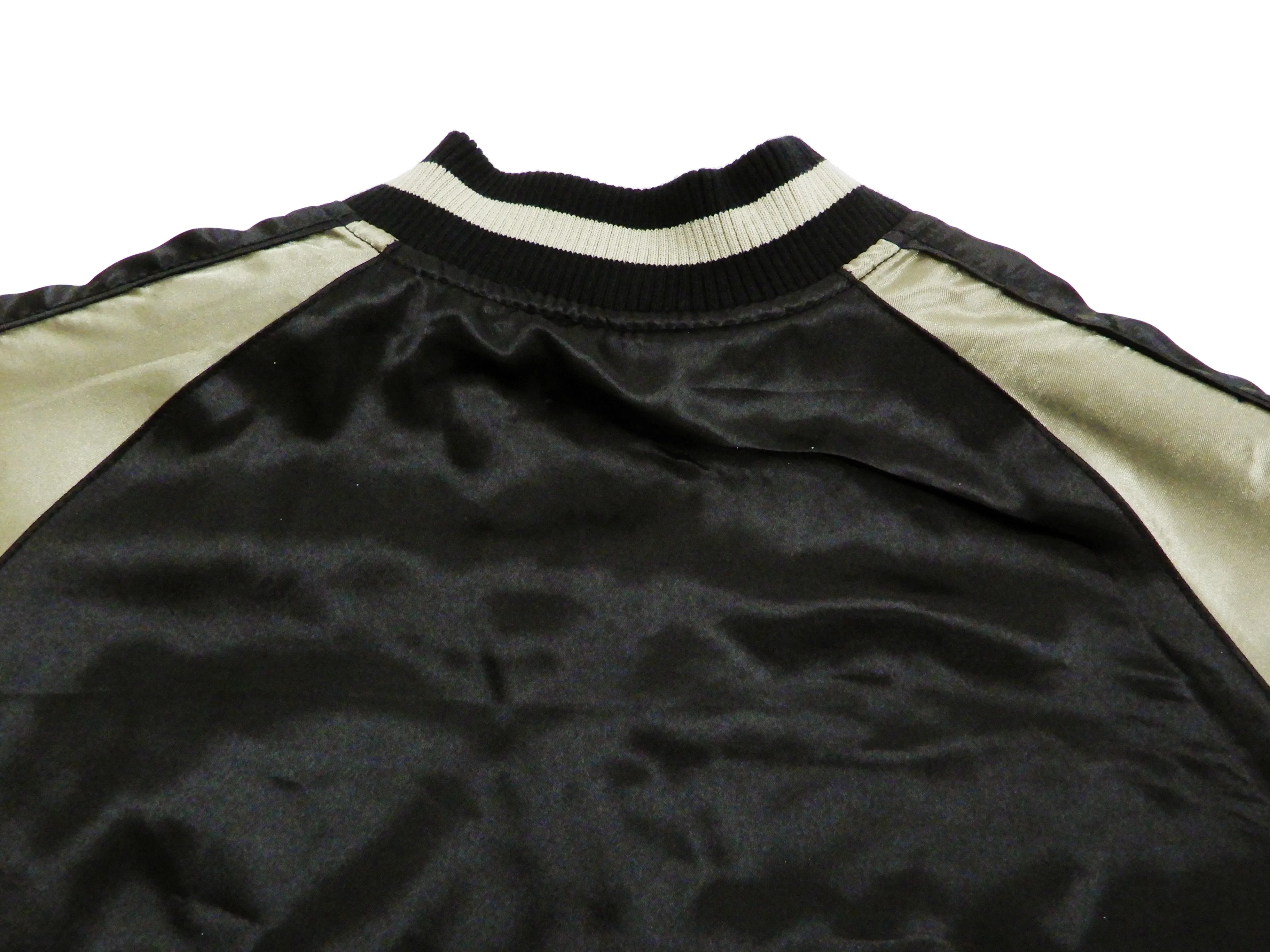 Japanesque Men's Japanese Souvenir Jacket Whale Breach Sukajan 3RSJ-041 Black/Beige