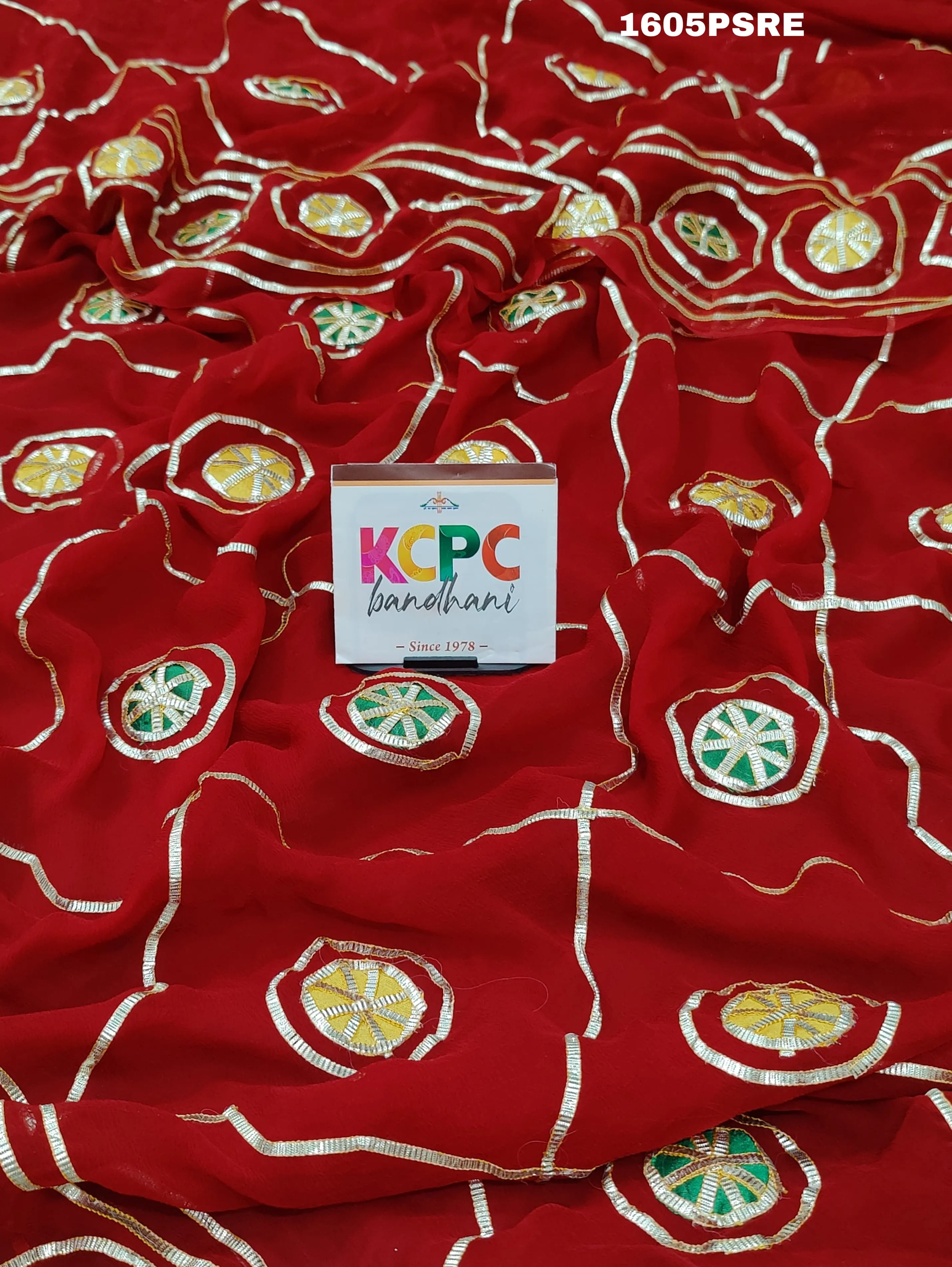 KcPc New Beautiful Chiffon kacha gota Patti Work Saree With Blouse AMT