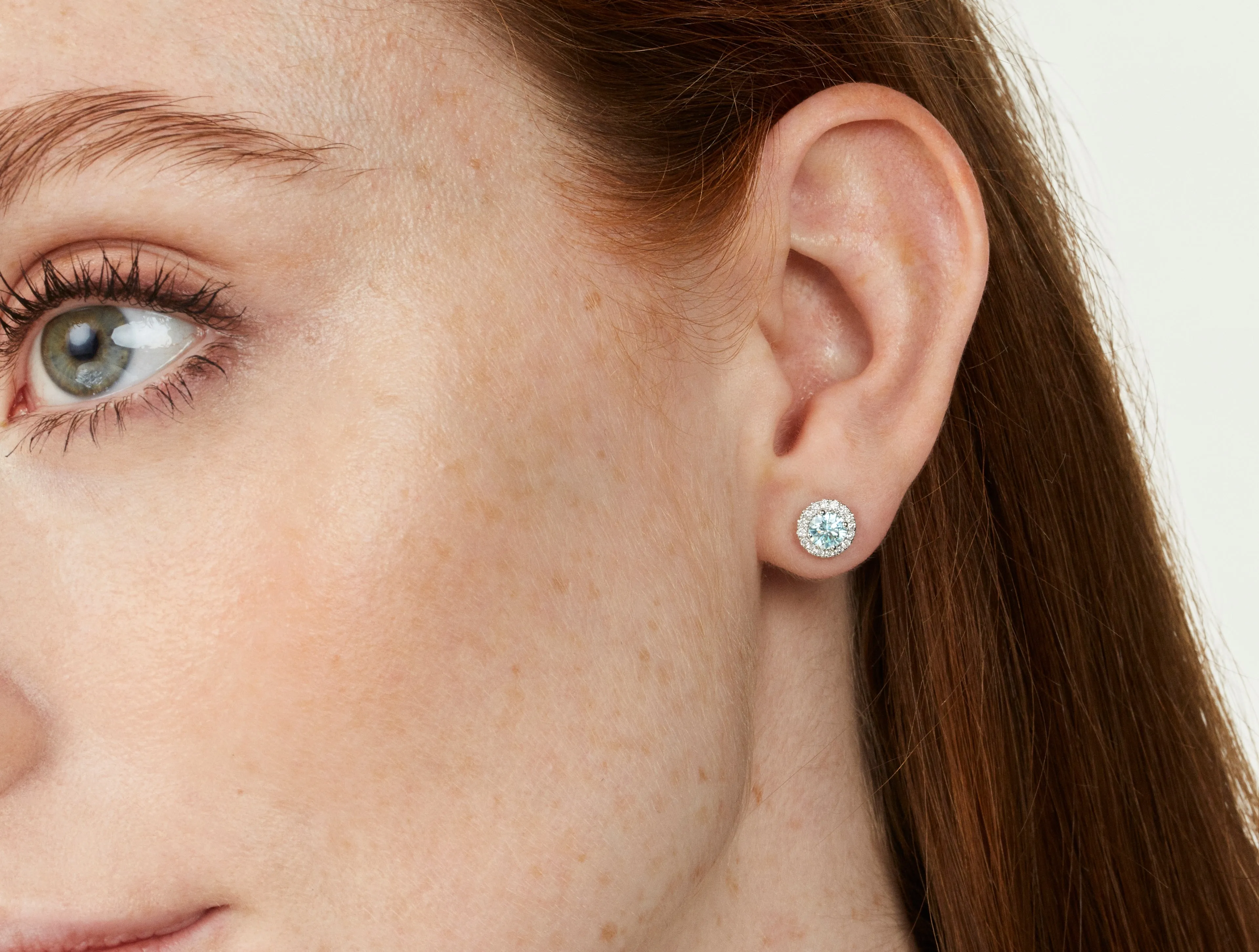 Lab-Grown Diamond 1ct. tw. Halo 14k Gold Earrings | Blue